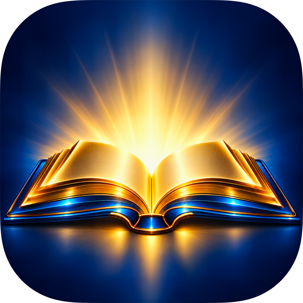 POWER BIBLE — an open Bible radiating golden light